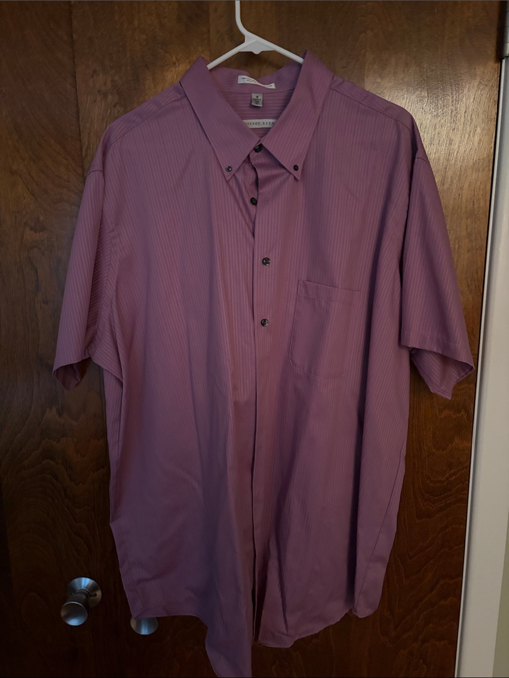 Geoffrey Beene Men's Purple Short-Sleeve Button-Down Shirt